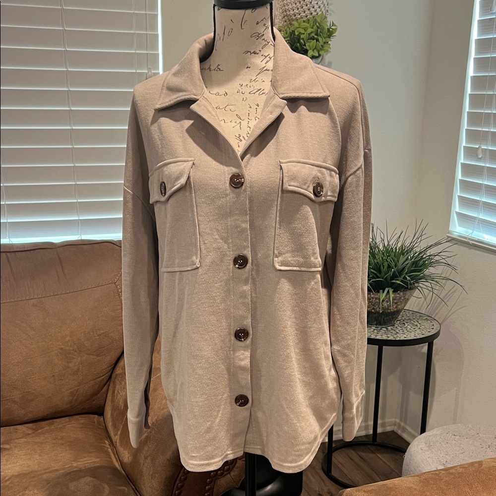 🍀Hippie Rose Beige Utility Jacket